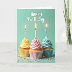 Tarjeta de Cupcakes Trio de Lunares