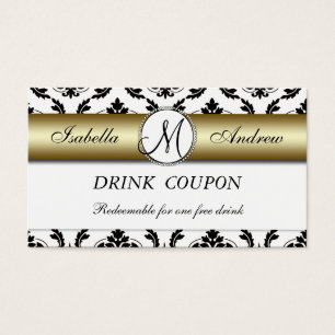 Tarjeta de cupón de bebida gratuita Damask Gold Bo