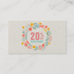 Tarjeta de cupón de descuento - Elegante floral de
