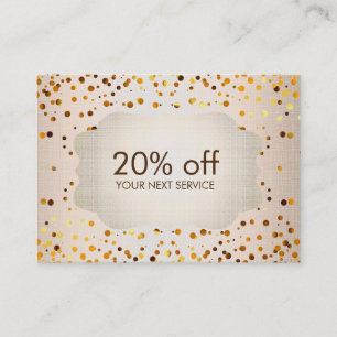 Tarjeta de cupón de oro Confetti regalo de descuen