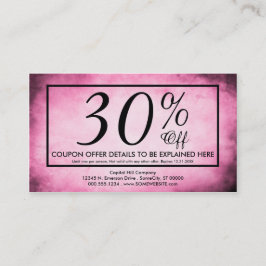 tarjeta de cupón de pergamino rosa