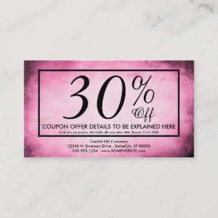 tarjeta de cupón de pergamino rosa