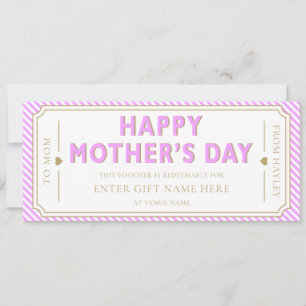 Tarjeta de cupón de regalo del día de la madre Lil
