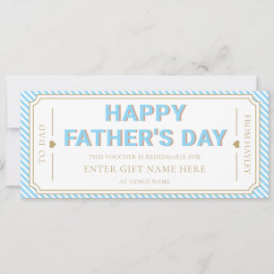 Tarjeta de cupón de regalo del Día del Padre azul 