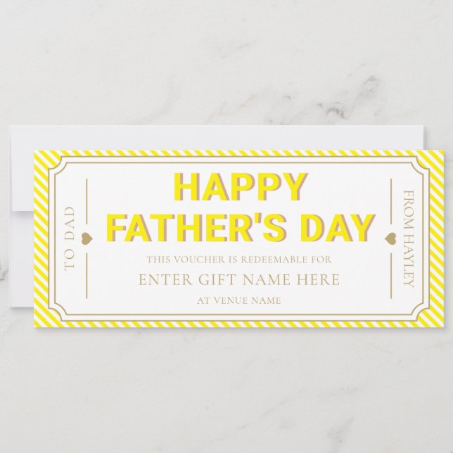 Tarjeta de cupón de regalo del Día del Padre feliz (Anverso)