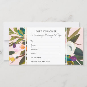 Tarjeta de cupón de regalo floral Bliss   RUBOR