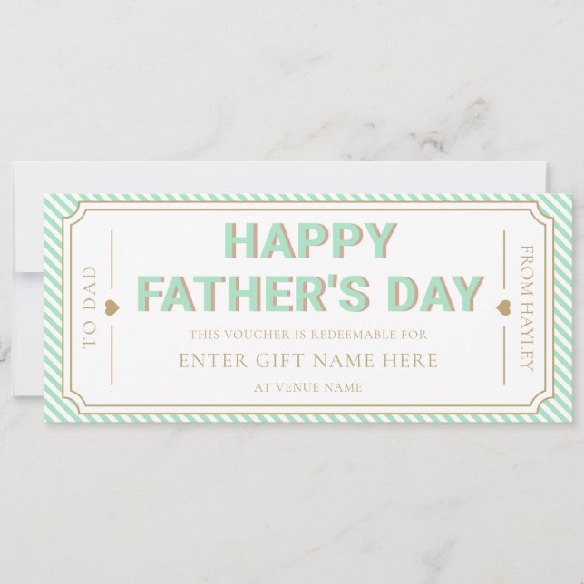 Tarjeta de cupón de regalo verde menta Día del Pad (Anverso)