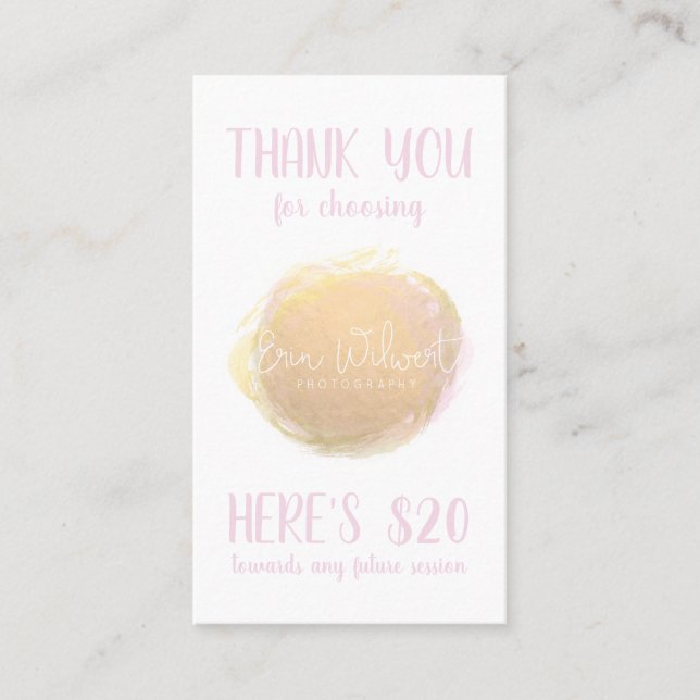 Tarjeta de cupón de trabajo de fotografía (Anverso)