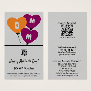 Tarjeta de cupón promocional de globos del día de