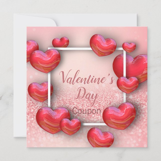 Tarjeta de Cupón Purpurina el día de San Valentín  (Anverso)