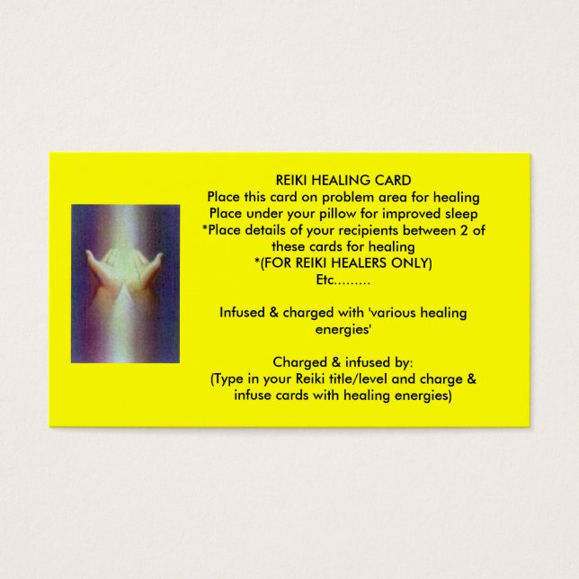 Tarjeta de curación de Reiki (Frente)