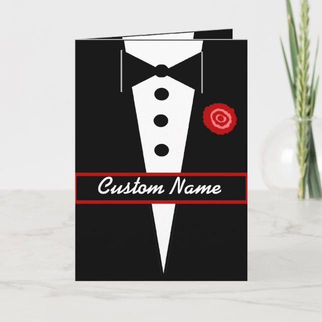 Tarjeta de CUSTOM NAME Sé Mi Padrino con Esmoquin  (Anverso)