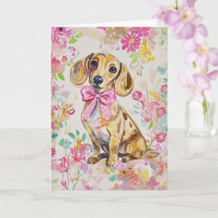 Tarjeta de Dachshund en Acuarela en Blanco o Perso