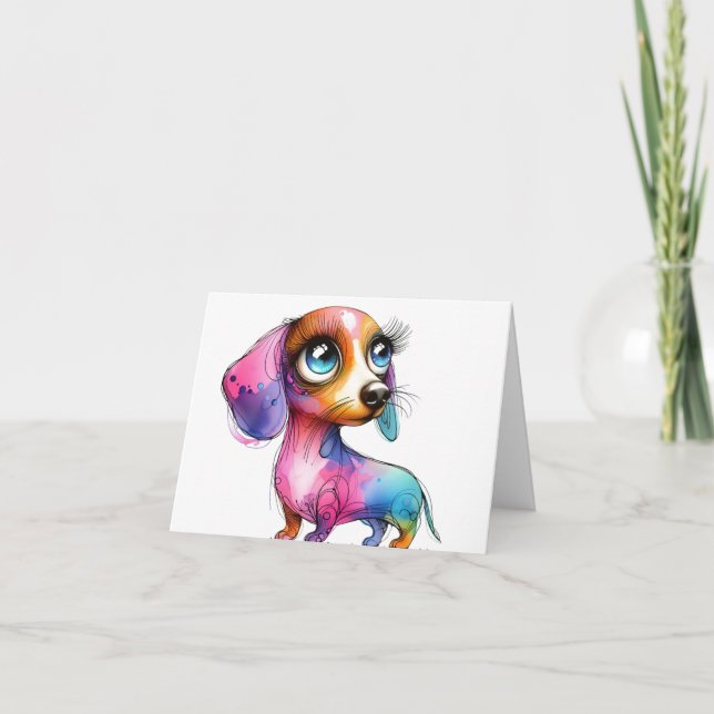 Tarjeta de Dachshund femenina caprichosa (Anverso)