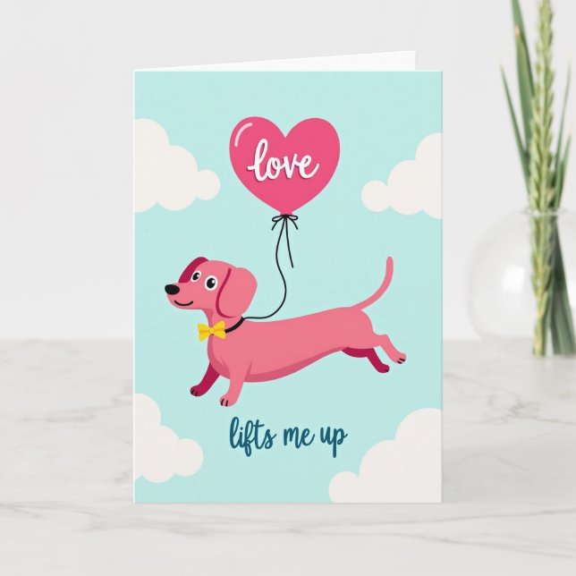 Tarjeta de Dachshund Love Lifts You Up (Anverso)