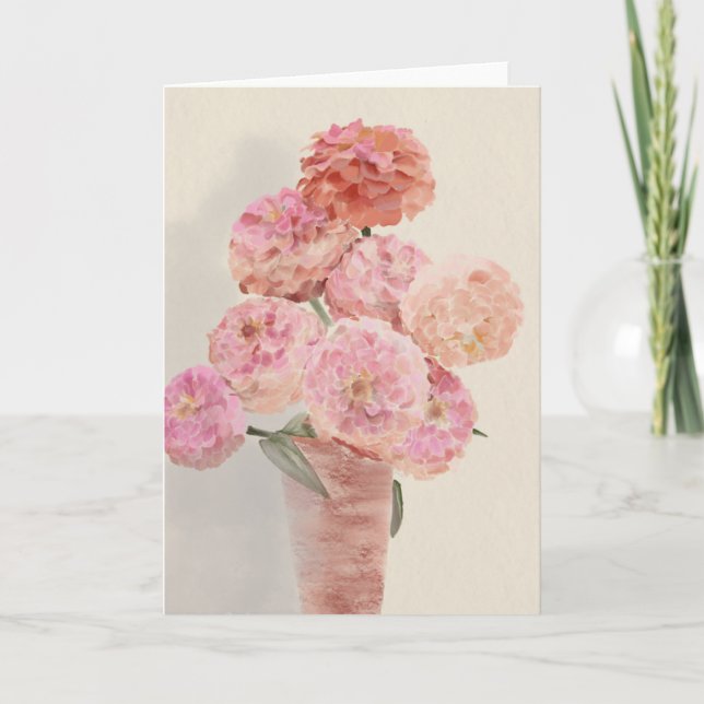 Tarjeta de Dalias Rosadas (Anverso)