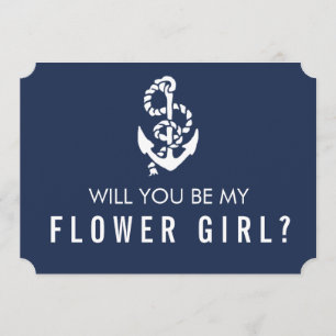 Tarjeta de Dama de Flores Cuerda y Ancla Náutica