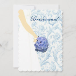 Tarjeta de Dama de Honor Azul de Vestido de Novia