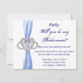 Tarjeta de dama de honor Blue Infinity Heart Bride