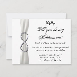 Tarjeta de Dama de Honor Boda Blanca Infinity Plat