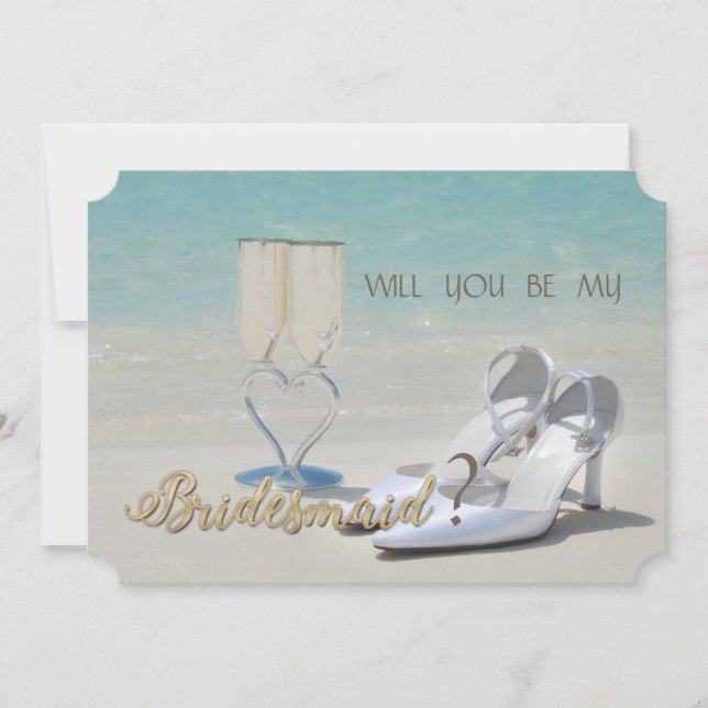 Tarjeta de Dama de Honor Boda en la Playa, Vidrio, (Anverso)