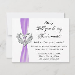 Tarjeta de dama de honor Cisnes de plata con lazo 
