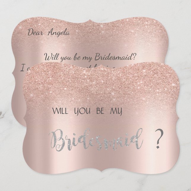 Tarjeta de Dama de Honor con Bokeh de Brillo Dorad (Anverso / Reverso)