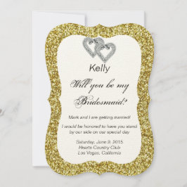 Tarjeta de dama de honor con corazones de diamante