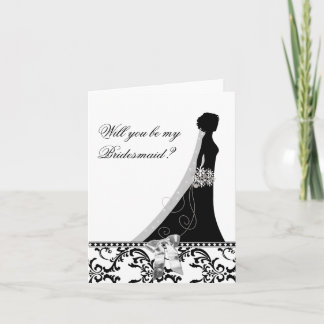 Tarjeta de dama de honor con el velo de la novia D