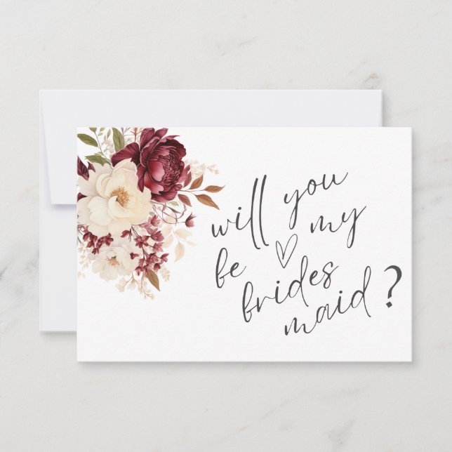 Tarjeta de Dama de Honor con Flores Blancas de Bor (Anverso)