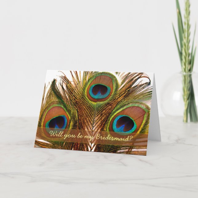 Tarjeta de dama de honor con plumas de pavo real d (Anverso)