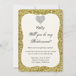 Tarjeta de Dama de Honor Corazón de Diamante con B