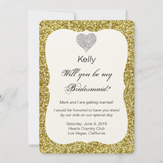 Tarjeta de Dama de Honor Corazón de Diamante con B