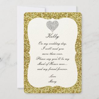 Tarjeta de Dama de Honor Corazón de Diamante con B