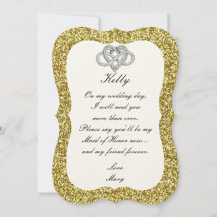 Tarjeta de Dama de Honor Corazón de Infinito con B