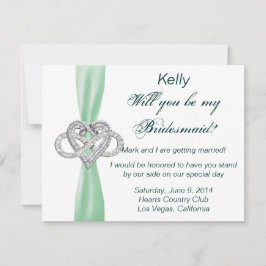Tarjeta de Dama de Honor Corazón Infinito Verde