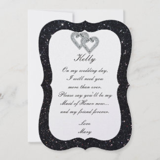 Tarjeta de Dama de Honor Corazones con Diamantes d