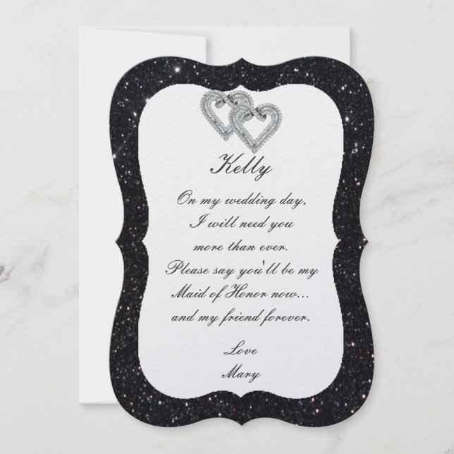 Tarjeta de Dama de Honor Corazones con Diamantes d (Anverso)