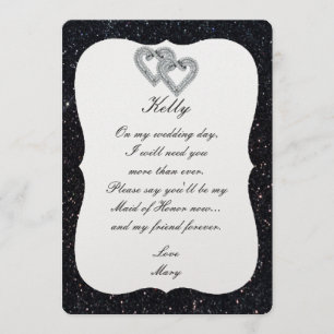 Tarjeta de Dama de Honor Corazones con Diamantes d
