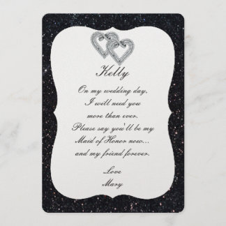 Tarjeta de Dama de Honor Corazones con Diamantes d