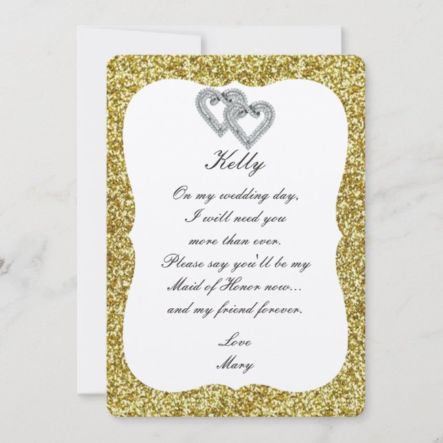 Tarjeta de Dama de Honor Corazones de Diamante con (Anverso)