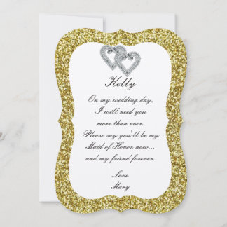 Tarjeta de Dama de Honor Corazones de Diamante con