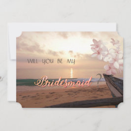 Tarjeta de dama de honor de boda al atardecer en l