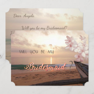 Tarjeta de dama de honor de boda al atardecer en l