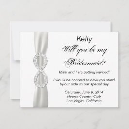 Tarjeta de dama de honor de boda blanca infinita d