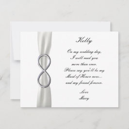 Tarjeta de Dama de Honor de Boda Blanca Infinity P