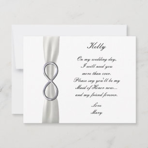 Tarjeta de Dama de Honor de Boda Blanca Infinity P