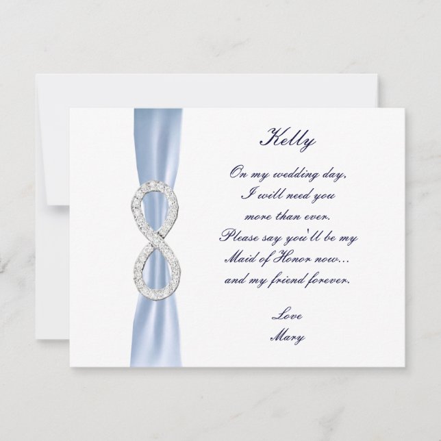 Tarjeta de Dama de Honor de Boda Blue Diamond Infi (Anverso)