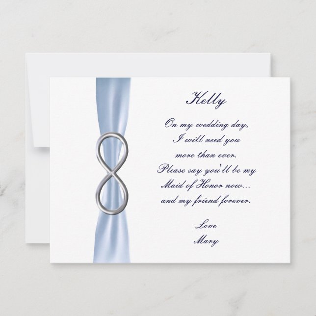 Tarjeta de Dama de Honor de Boda Blue Infinity (Anverso)