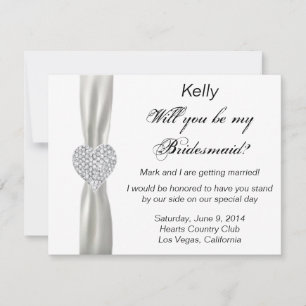 Tarjeta de dama de honor de boda con corazón de di